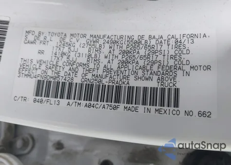 2013 Toyota Tacoma Double Cab Long Bed from USA, damaged, VIN 3TMMU4FN9DM057428